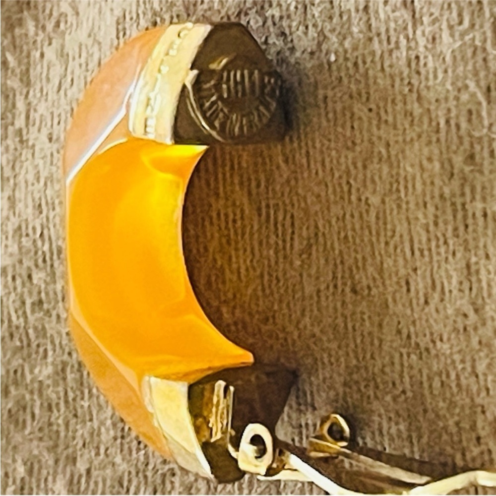 Celine Orange and Gold Earrings, vintage - Picture 2 of 8